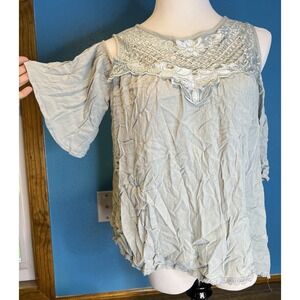 Skylar & Jade Cold Shoulder Tunic Seafoam Green‎ Boho Women's Size M EUC